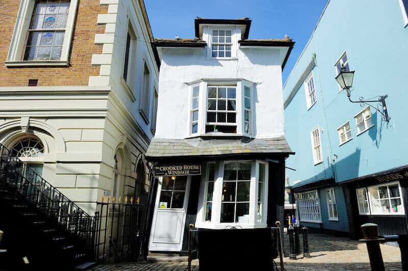 A wonky house showing signs of historic subsidence