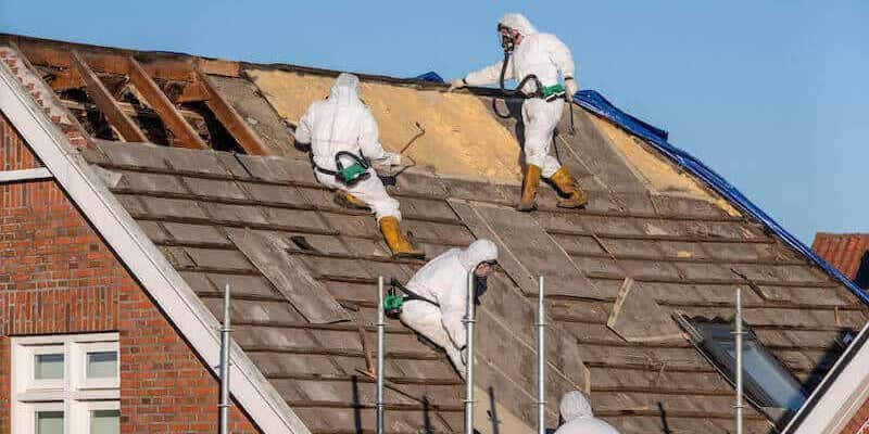Asbestos contractors safely removing and disposing of an asbestos roof. Do Airey houses contain asbestos?