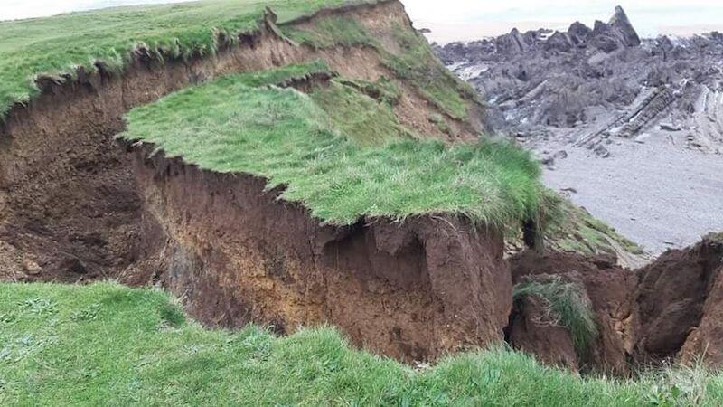 Image of a large landslip near the coast in Cornwall.