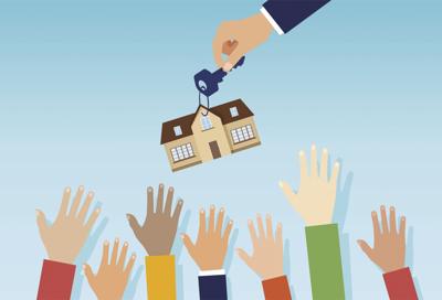 Image of hands stretching out to grab a model house. Open house viewings create competition between buyers!