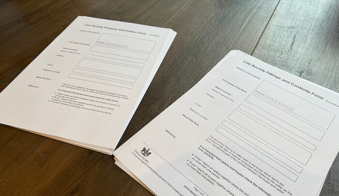 Image of Law Society Fittings & Contents Form, and Property Information Form