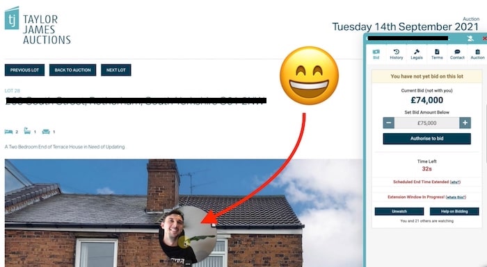 Image of Matt watching a property auction livestream.