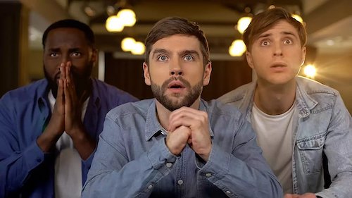 Three guys nervously watching. Auction day can be a nervy time! 