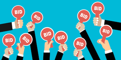 How long do auctions usually last? Image of multiple bidders for a property