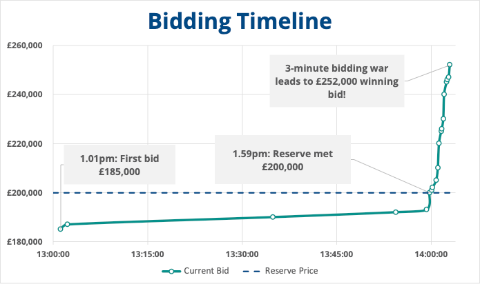 Graph showing the bidding timeline for the property